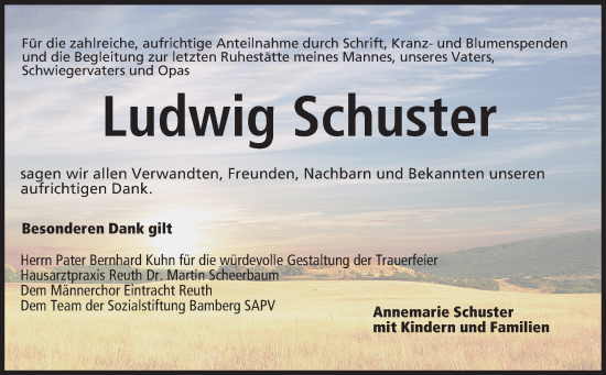 Anzeige von Ludwig Schuster von MGO