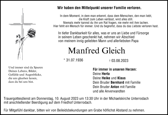 Anzeige von Manfred Gleich von MGO