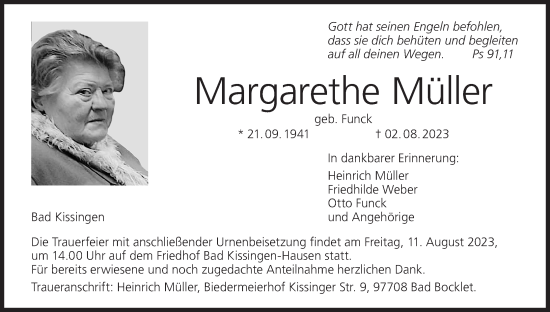 Anzeige von Margarethe Müller von MGO