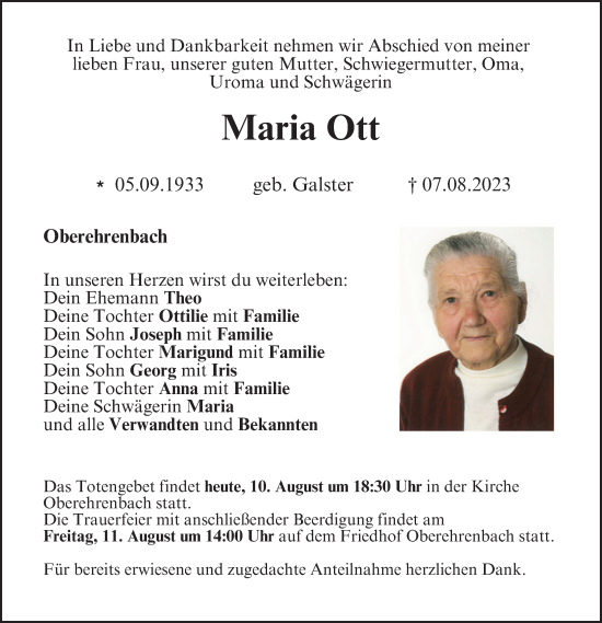 Anzeige von Maria Ott von MGO