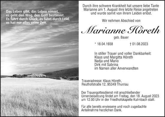 Anzeige von Marianne Höreth von MGO
