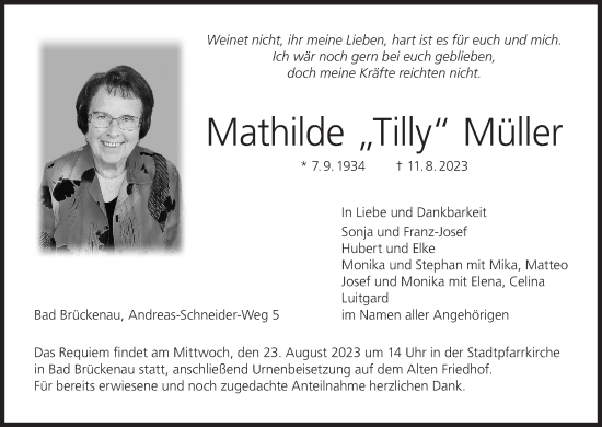 Anzeige von Mathilde Müller von MGO