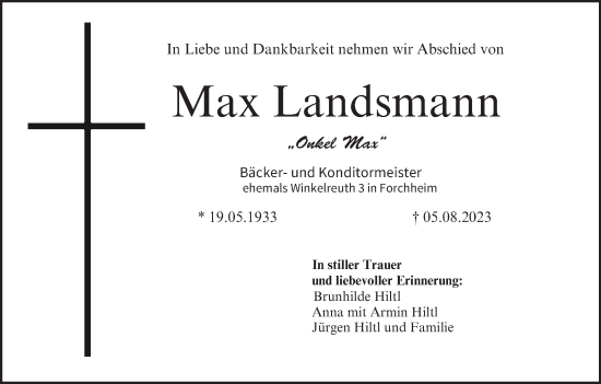 Anzeige von Max Landsmann von MGO