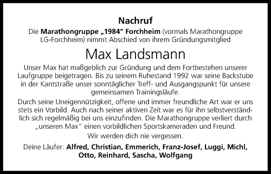 Anzeige von Max Landsmann von MGO