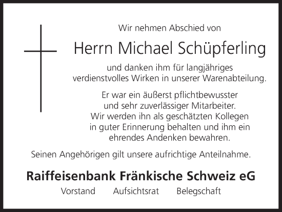 Anzeige von Michael Schüpferling von MGO