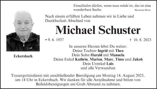 Anzeige von Michael Schuster von MGO