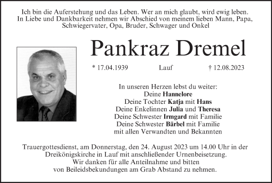 Anzeige von Pankraz Dremel von MGO