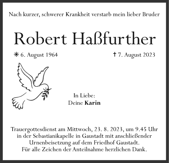 Anzeige von Robert Haßfurther von MGO