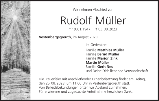 Anzeige von Rudolf Müller von MGO