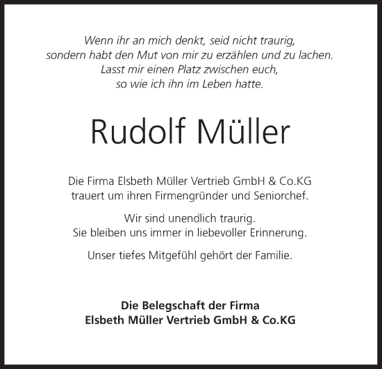 Anzeige von Rudolf Müller von MGO