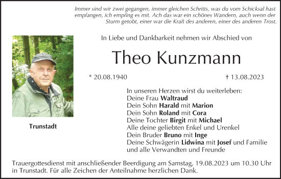 Anzeige von Theo Kunzmann von MGO