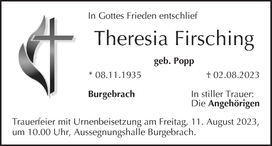 Anzeige von Theresia Firsching von MGO