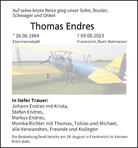 Anzeige von Thomas Endres von MGO