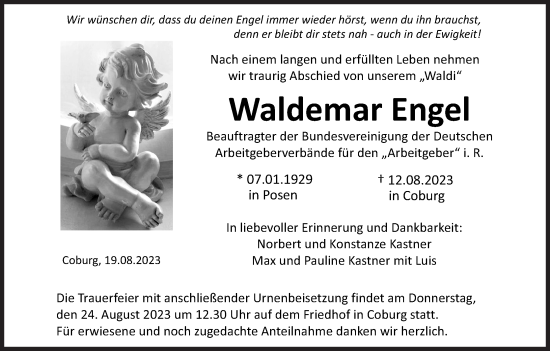Anzeige von Waldemar Engel von MGO