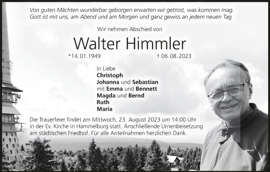 Anzeige von Walter Himmler von MGO