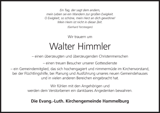 Anzeige von Walter Himmler von MGO