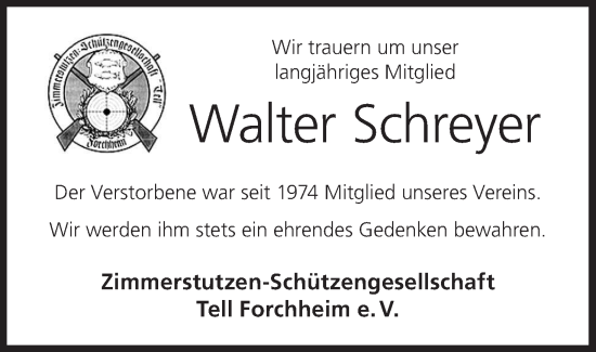 Anzeige von Walter Schreyer von MGO