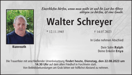 Anzeige von Walter Schreyer von MGO