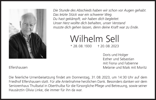 Anzeige von Wilhelm Sell von MGO