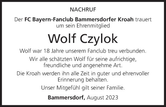 Anzeige von Wolf Czylok von MGO