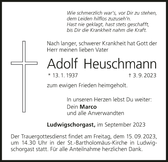 Anzeige von Adolf Heuschmann von MGO
