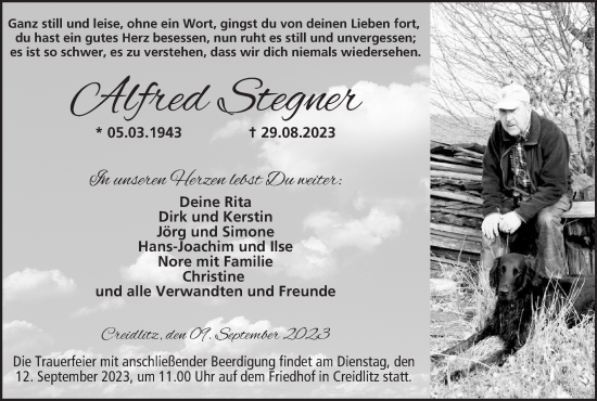 Anzeige von Alfred Stegner von MGO