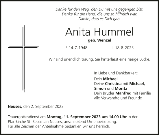Anzeige von Anita Hummel von MGO