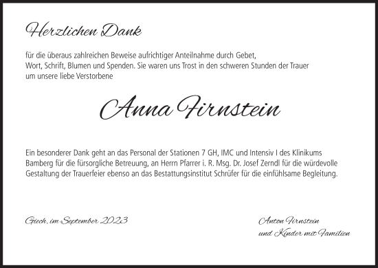 Anzeige von Anna Firnstein von MGO