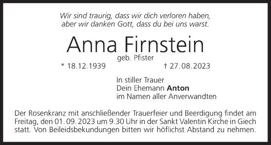 Anzeige von Anna Firnstein von MGO