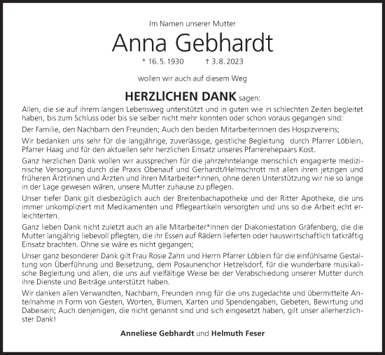 Anzeige von Anna Gebhardt von MGO