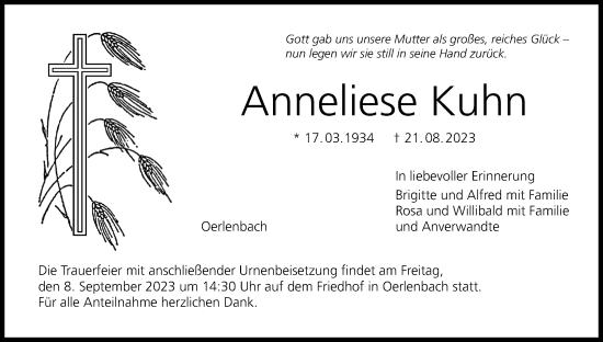 Anzeige von Anneliese Kuhn von MGO