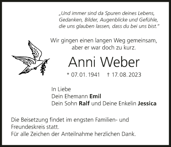 Anzeige von Anni Weber von MGO