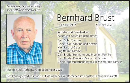 Anzeige von Bernhard Brust von MGO