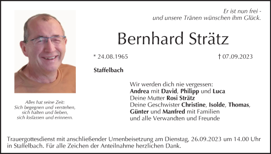 Anzeige von Bernhard Strätz von MGO