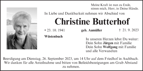 Anzeige von Christine Butterhof von MGO