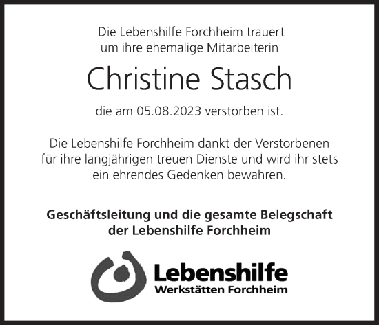 Anzeige von Christine Stasch von MGO