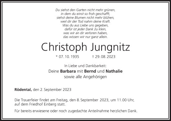 Anzeige von Christoph Jungnitz von MGO