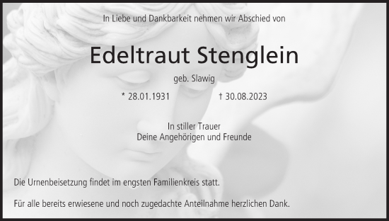Anzeige von Edeltraut Stenglein von MGO