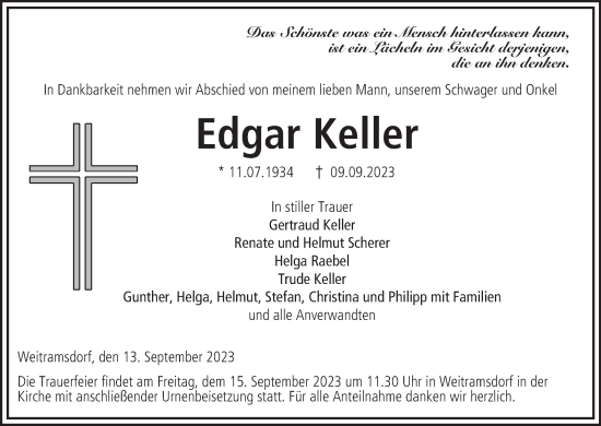 Anzeige von Edgar Keller von MGO