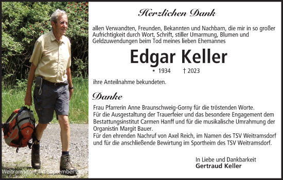 Anzeige von Edgar Keller von MGO
