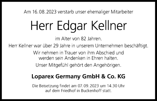 Anzeige von Edgar Kellner von MGO