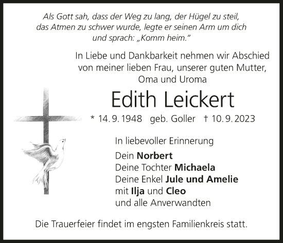 Anzeige von Edith Leickert von MGO