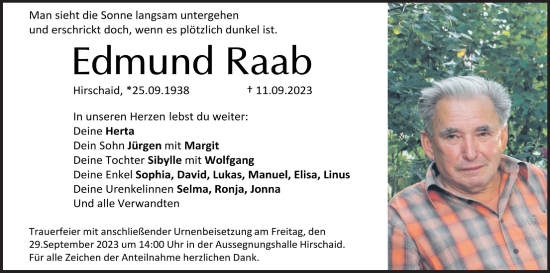 Anzeige von Edmund Raab von MGO