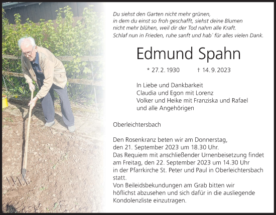 Anzeige von Edmund Spahn von MGO