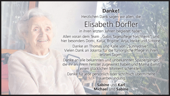 Anzeige von Elisabeth Dörfler von MGO