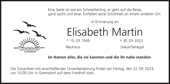 Anzeige von Elisabeth Martin von MGO