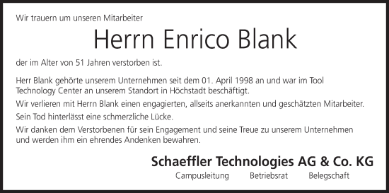 Anzeige von Enrico Blank von MGO