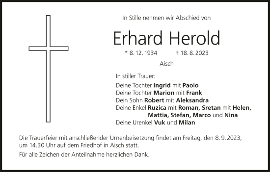 Anzeige von Erhard Herold von MGO