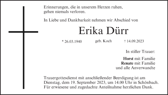 Anzeige von Erika Dürr von MGO