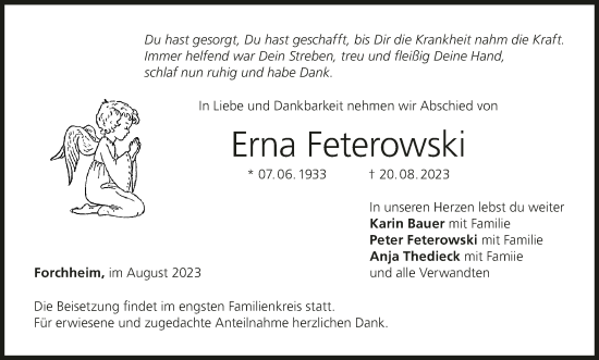 Anzeige von Erna Feterowski von MGO